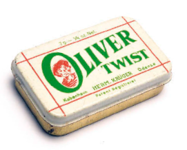 Gammel æske af Oliver Twist tobakspastiller